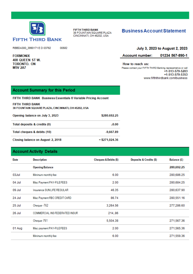  East West Bank firm account statement 